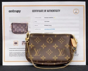 LOUIS VUITTON LV Monogram Logo Brown Canvas Mini Pochette Accessory Bag M58009 - Picture 1 of 19