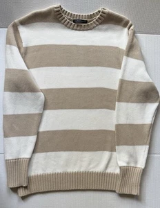 Brandy Melville Thick Knit Neutral Striped Crewneck Sweater - Picture 1 of 8
