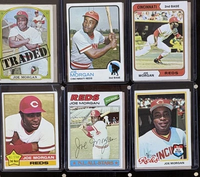 LOTE DE 6 TARJETAS ROJAS DIFERENTES JOE MORGAN Topps intercambiadas 1972-73-74-76-77-78 patio Foto 1 de 3