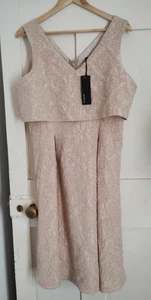 M&S Autograph pretty gold pattern fit and flare dress size 14. New with tags. - Picture 1 of 16