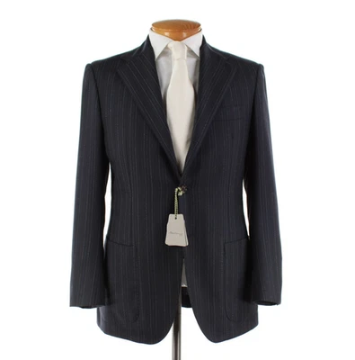 Traje de dos piezas de lana Sartorio Kiton nuevo con etiquetas talla 50R (40R EE. UU.) a rayas azules Foto 1 de 4