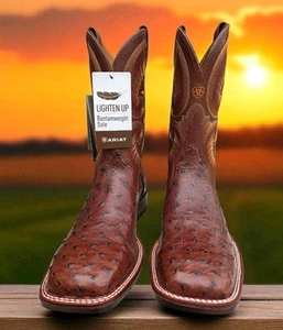 Nueva Bota ARIAT Barley Ultra Western Tabac Oscuro Pluma Completa Ostritch 10.5 D - Imagen 1 de 8