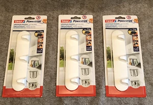 3 x tesa Powerstrip Hook Rack Self-Adhesive 80mm Wall Mount White - Picture 1 of 10
