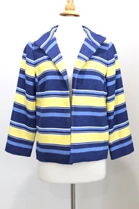 Blazer giacca cotone a righe blu e giallo TALBOTS nuovo con etichetta taglia 8 - Foto 1 di 4