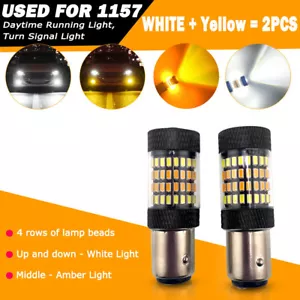 2Pcs 1157 Switchback LED Front Turn Signal Parking DRL Light Bulbs Dual Color - Foto 1 di 24