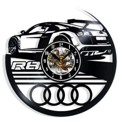Reloj de pared de vinilo para automóvil Audi R8 regalo cumpleaños vacaciones arte hogar habitación decoración Foto 1 de 4