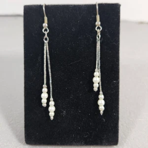 Delicados Pendientes Colgantes de Perlas Semillas Gancho Perforado Vintage Retro Elegantes - Imagen 1 de 3