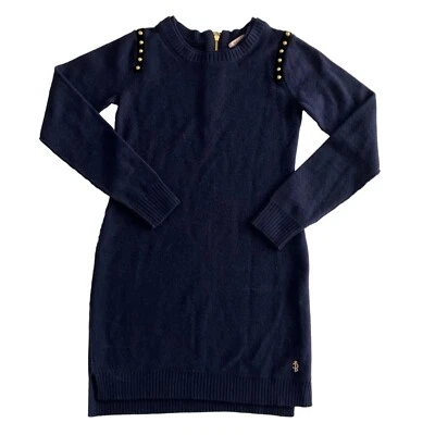 Juicy Couture Womens Wool Blend Sheath Dress Size XS Navy Gold Stud Classic - Image 1 of 4