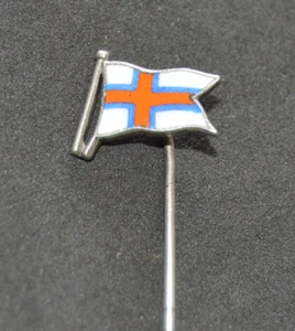 Vintage 935 Silber Färöer Inseln Flagge Faroes Færöiske Flagg Føroya Stick Pin - Bild 1 von 7