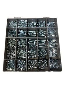 1125-Piece M5 M6 M8 Zinc Grade 8.8 Assorted Nuts, Washers & Setscrews Kit - Picture 1 of 5