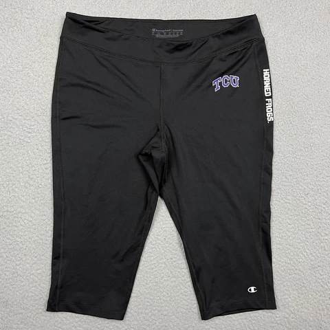 Champion TCU Legging Shorts Womens XL Black Purple Texas Christian University Cover