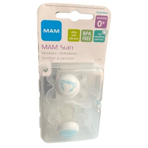 Neu Baby Jungen Mam ultraweiche Silikon Brustwarze selbststerilisierende Schnuller 0+ Monate - Bild 1 von 2