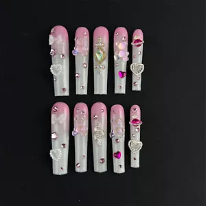 Pressa glitter fatta a mano finta amore nail fatta a mano sulle unghie per nail art 10 pz - Foto 1 di 30