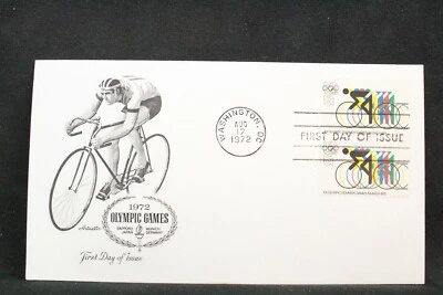 USPS FDC #1460 1972 6c 20th Summer Olympic Games Cycling Pair ArtMaster  ST835 - Image 1 of 3