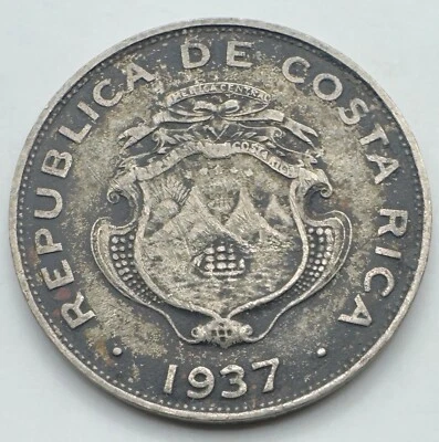 1937 Costa Rica 25 Centimos - Costa Rican - 1,600,000 Minted - Free Shipping - Image 1 of 4