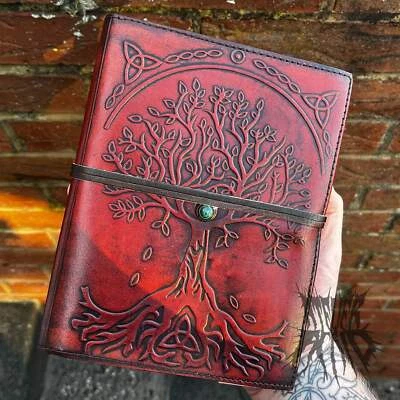 Handmade Leather Tree of Life Malachite Journal Notebook - Image 1 of 2