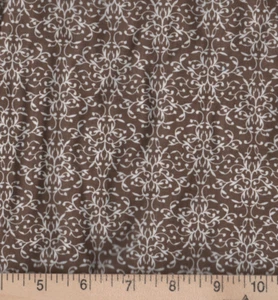 Fabric Dark Brown & White Vine Damask Print 100% Cotton Quilt 7/8 yard NEW - Picture 1 of 1