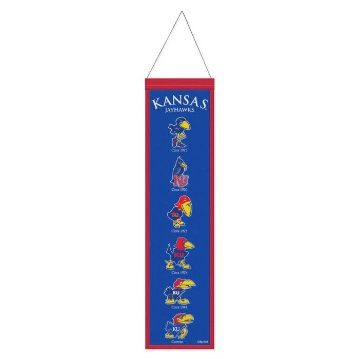 Kansas Jayhawks NCAA Heritage Banner Lana Bordada 8" X 32" Foto 1 de 1