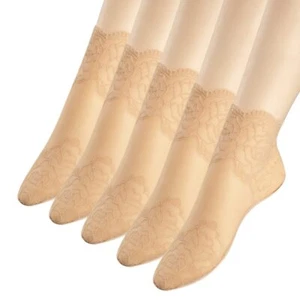 Nude Lace Ankle Socks For Women - 5Pairs ruffle socks women - Fishnet Ankle W... - Picture 1 of 5