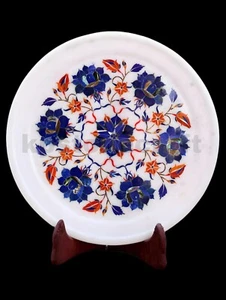 Marble Inlay Round Plate Curio Handmade - Picture 1 of 5