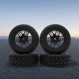 4Pcs 75mm Front/Rear Rubber Tires &Wheel 12mm Hex for HSP HPI 1/10 Off Road Car - Bild 1 von 17