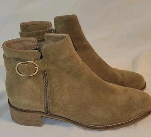 Aquatalia Orleena braune Wildleder Freizeit Stiefeletten 7,5 M Reißverschluss Schnalle hergestellt in Italien - Bild 1 von 10