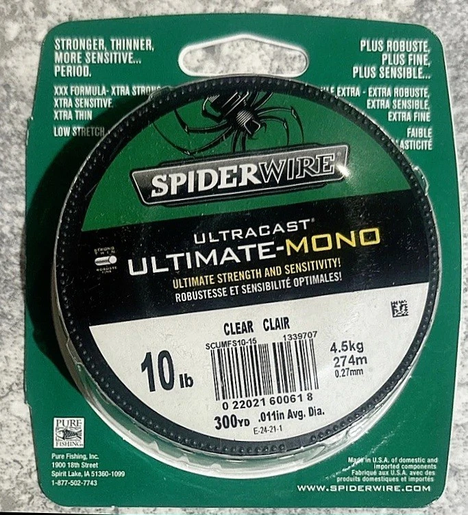 Рыболовная леска Spiderwire Ultracast Ultimate мононити 300 ярдов прозрачная 10 фунтов - Изображение 1 из 1