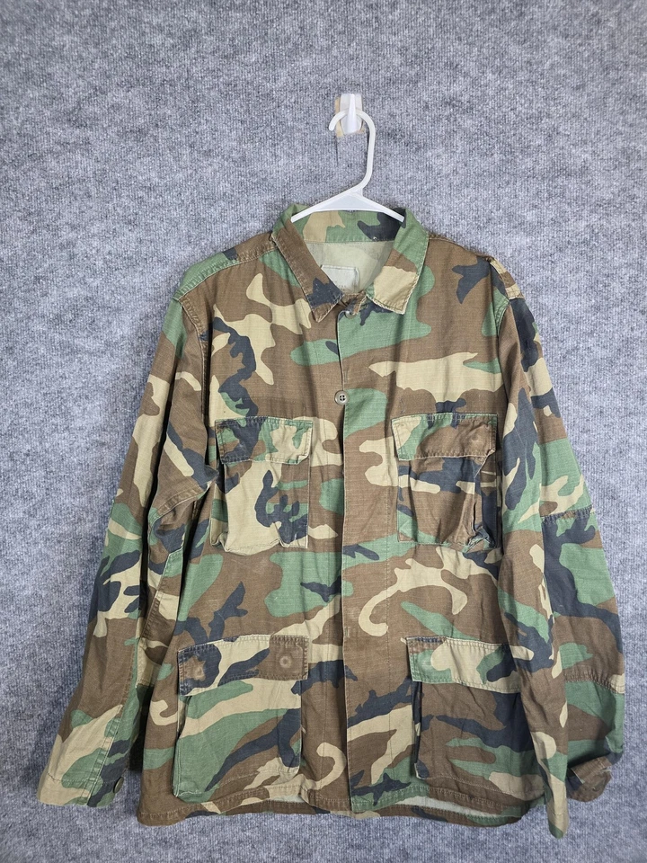 Chaqueta De Colección Ejército de Estados Unidos Para Hombres Mediana Larga BDU Woodland Camuflada Ripstop Años 90 Grunge Foto 1 de 4