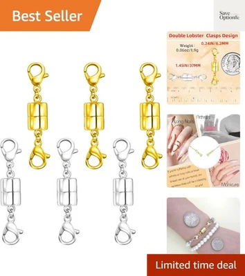 Juego de broches magnéticos de doble langosta - 6 piezas sujetadores fáciles de joyería en oro y plata Foto 1 de 4