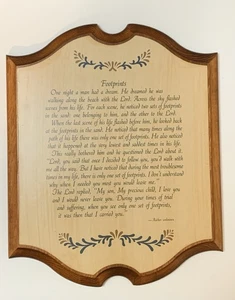 Fußabdrücke im Sand Holz Wandrelief religiöse spirituelle Unterstützung Inspiration - Bild 1 von 9