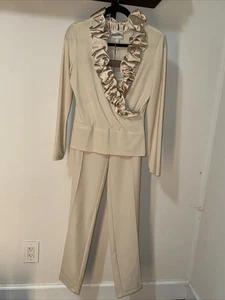 Joseph Ribkoff Women’s Cream Blouse US Sz 8,Trousers US Sz 6 - Picture 1 of 14