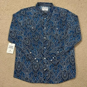 NWT Cody James Mens Blue Western Printed Pearl Snap Shirt Size XL - Picture 1 of 7
