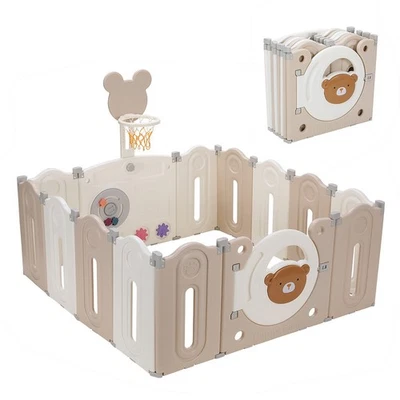 14 Panel Playpen Baby Kids Playpen Barrier Screen Playpen Foldable - Image 1 of 4