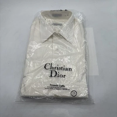 NUEVA Camisa de Vestir Christian Dior Para Hombre Blanca Puños Franceses Talla 15/32 Foto 1 de 4