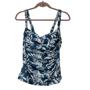 Hapari NWT Womens Sz Medium Mykonos Blue Floral Slimming Tankini Swim Suit Top - Picture 1 of 5