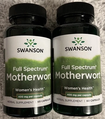 Swanson Motherwort 400 mg 2 X 60 cápsulas apoyo tiroides y salud cardiovascular Foto 1 de 2