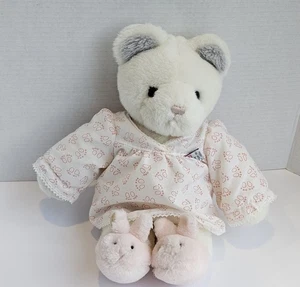 Gund Teddy Two Shoes White Bear Pink Bunny Slippers Nightgown Vintage 1985 14" - Picture 1 of 13