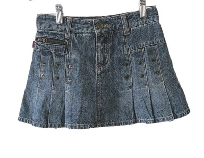 Pantalones cortos Bongo para mujer junior 8 tachuelas delanteras planas de mezclilla azules con cremallera Foto 1 de 4