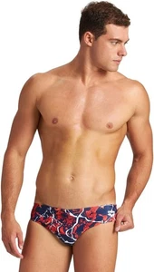 ARENA Men's Earth Texture Brief Swimsuit Navy/Red Multi US 28 004667 - Picture 1 of 10