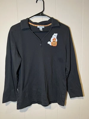 Mercer Street Studio Women’s Long Sleeve Halloween Shirt Ghost Pumpkin Size L - Image 1 of 4