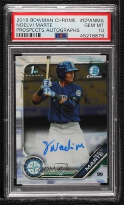 2019 Bowman Chrome Prospects Auto Noelvi Marte #CPA-NMA PSA 10 GEM MT Auto - Image 1 of 2