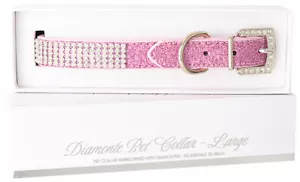 Diamonte Pet Dog Collar Luxury Stylish Rhinestone Glitter Pet Collar PINK - Bild 1 von 8