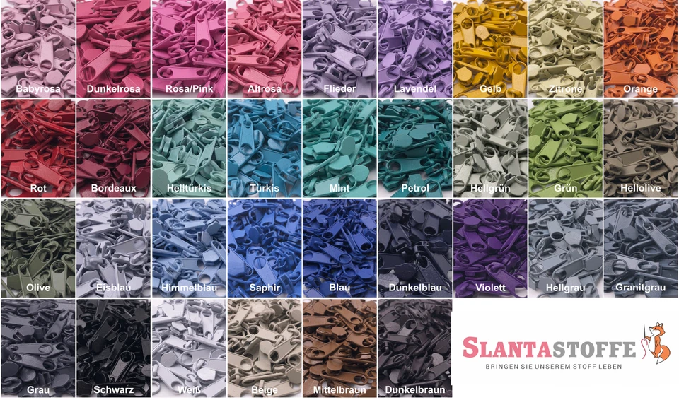 20 Zipper Schieber für 3mm Reißverschluss endlos