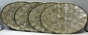 Capiz Muschel Tisch Tischsets Goldrand - oval - 4er Set - Vintage - Bild 1 von 4