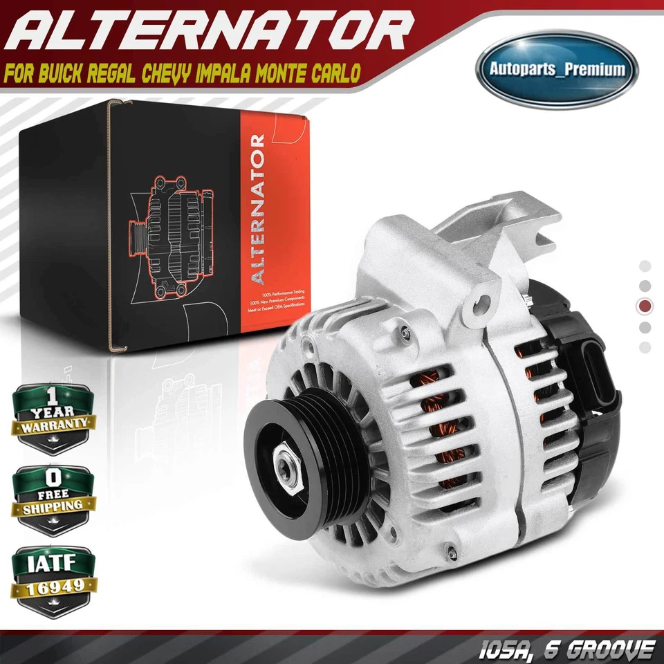 Alternador para Buick Regal Chevrolet Impala Monte Carlo 2002-2004 105A 12V CW 6G Foto 1 de 4
