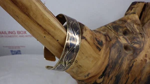 Rare Vintage Silver 875 Niello Bracelet Leaves Swirling Golden Patina Russia - Picture 1 of 14