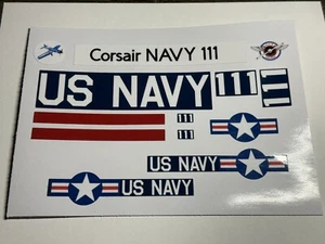 Cox Corsair Navy .049 Gas Powered Control Line Airplane Reproduction Decal Set - Picture 1 of 1