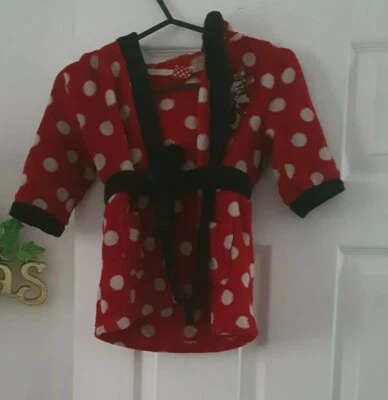 Disney Niños Rojo Con Capucha Vellón Vestido Bata de Baño Lunares Colores 3-4 Años Foto 1 de 4