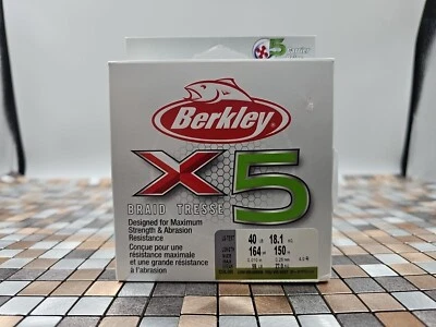 Linha de pesca Berkley X5 trança 40 lb Lo-Vis verde 164yd trançada - Imagem 1 de 4