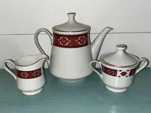 Vintage Meito Ceramic Teapot Sugar Creamer Set Ukranian Pattern Japan Firchuk - Picture 1 of 2